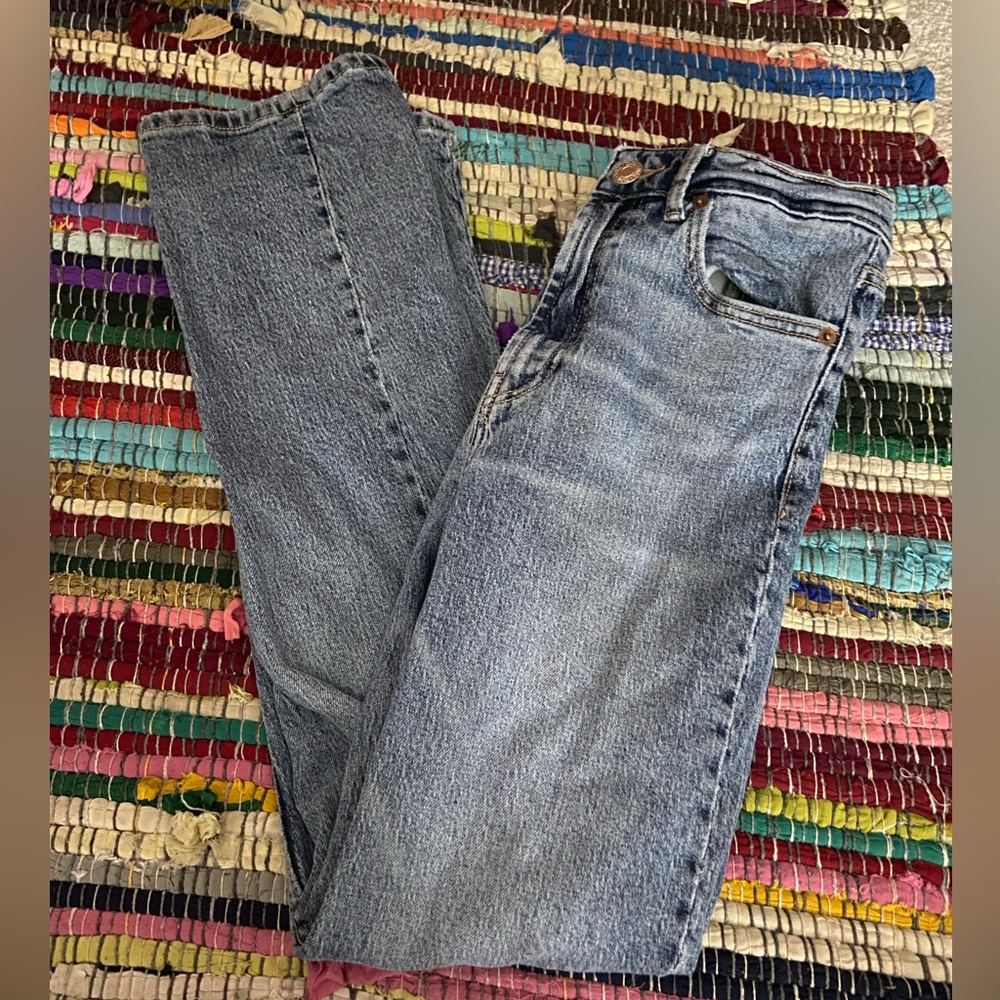 Zara Straight Leg High Rise Dark Jeans